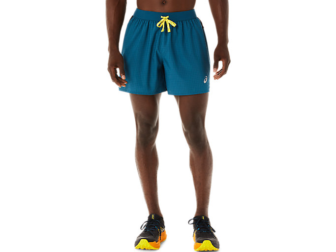Image 1 of 8 of Men's Ink Teal/Golden Yellow FUJITRAIL LOGO SHORT Mens Shorts