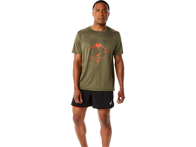 Image 1 of 6 of Men's Mantle Green FUJITRAIL LOGO SS TOP Men's Sports Short Sleeve Shirts