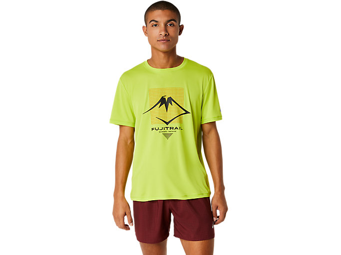 Image 1 of 6 of Heren Neon Lime/Br.Orange/Performance Black FUJITRAIL LOGO SS TOP Shirts met korte mouwen voor heren