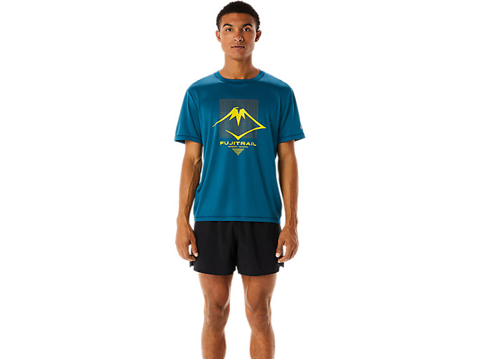 Image 1 of 6 of Men's Ink Teal FUJITRAIL LOGO SS TOP Men's Sports Short Sleeve Shirts