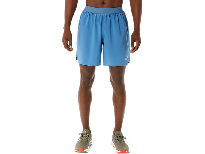 Image 1 of 8 of Men's Azure/Performance Black ROAD 2-N-1 7IN SHORT Men's Sports Shorts