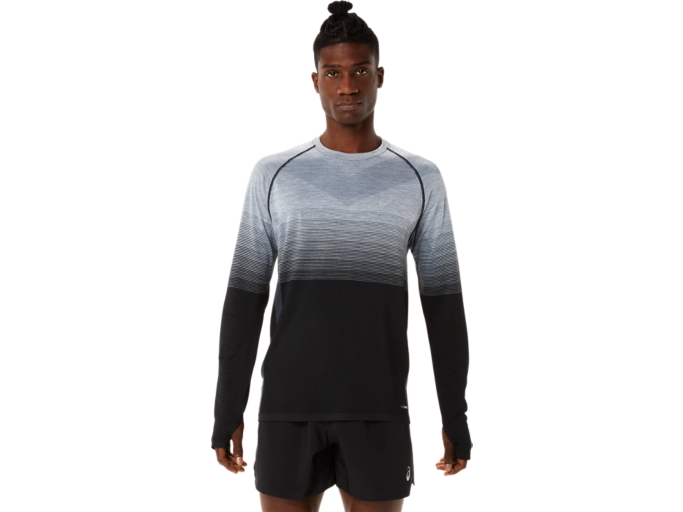 MEN'S SEAMLESS LONG SLEEVE TOP | Performance Black/Carrier Grey 