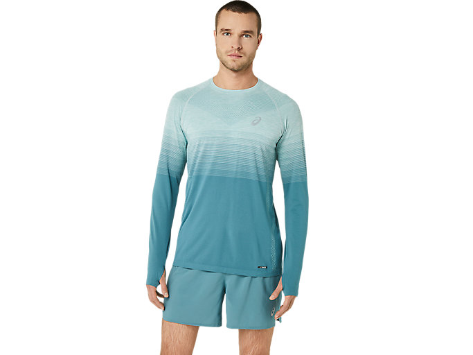 Image 1 of 7 of Men's Ocean Haze/Foggy Teal SEAMLESS LS TOP Men's Long Sleeve Shirts