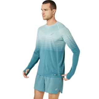 MEN'S SEAMLESS LONG SLEEVE TOP, Ocean Haze/Foggy Teal, Long Sleeve Shirts