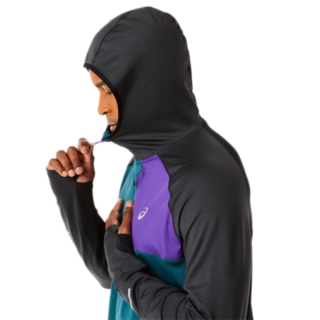 MEN'S WINTER RUN LONG SLEEVE HOODIE, Velvet Pine Heather/Performance Black, Hoodies & Sweatshirts