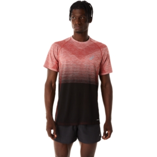 MEN'S SEAMLESS SHORT SLEEVE TOP | Performance Black/Spice Latte | T-Shirts  & Tops | ASICS