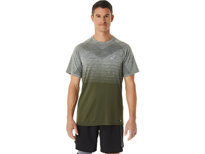 Image 1 of 7 of Men's Lichen Green/Mantle Green SEAMLESS SS TOP Men's Sports Short Sleeve Shirts