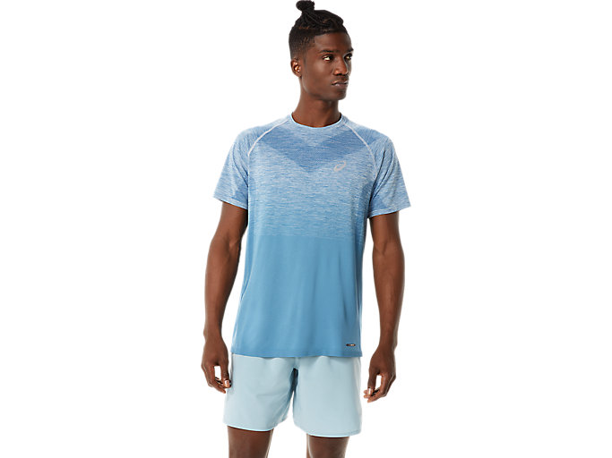 Image 1 of 7 of Men's Azure/Light Steel SEAMLESS SS TOP Men's Sports Short Sleeve Shirts