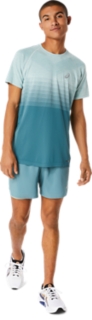 MEN'S SEAMLESS SHORT SLEEVE TOP, Azure/Light Steel, T-Shirts & Tops