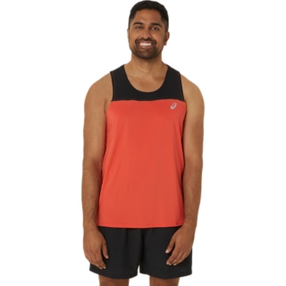 MEN'S PR LYTE SINGLET, Red Snapper/Performance Black, Sleeveless Shirts