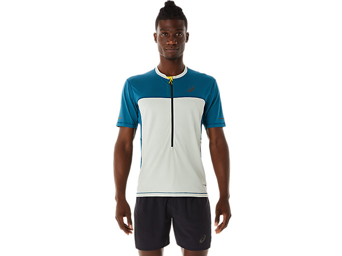 Image 1 of 11 of Homme Ink Teal/Light Sage FUJITRAIL SS TOP T-shirts manches courtes running & sport pour hommes