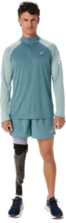 Men\'s ICON | Australia White SLEEVED Sleeved Foggy ZIP Long Tops | ASICS 1/2 | LONG Haze/Brilliant Teal/Ocean