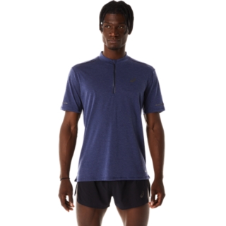 Men's METARUN 1/2 ZIP SHORT SLEEVED TOP | Indigo Blue | Short