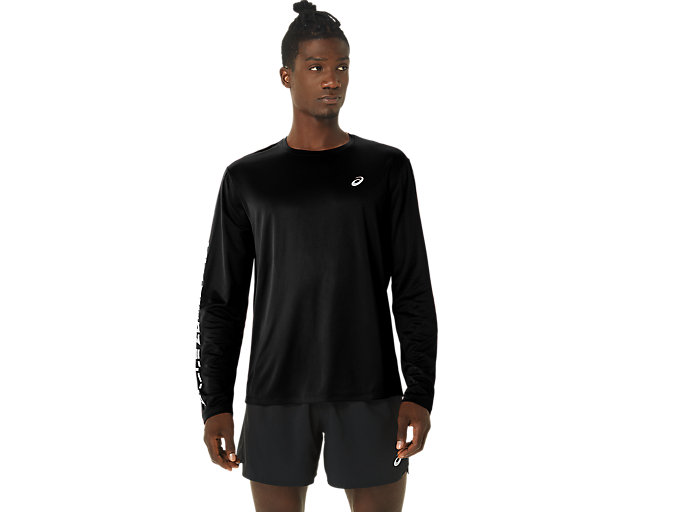 Image 1 of 6 of Men's Performance Black KATAKANA LS TOP Men's Long Sleeve Sports & Running Tops