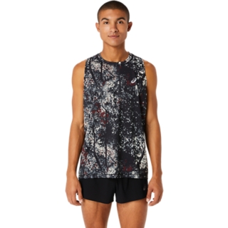 ALL OVER PRINT SINGLET PERFORMANCE BLACK/ANTIQUE RED