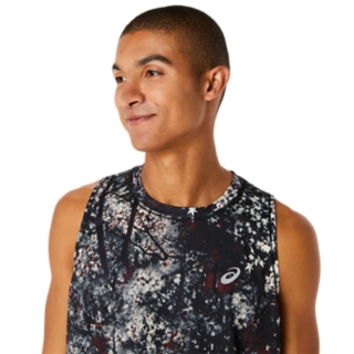 ALL OVER PRINT SINGLET PERFORMANCE BLACK/ANTIQUE RED