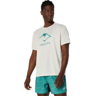 FUJITRAIL LOGO SHORT SLEEVE TOP | Birch/White Sage/Rainy Lake | T-Shirts & Tops | ASICS