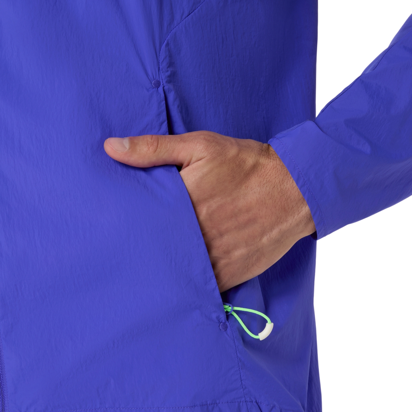 Мужская куртка ASICS Road Packable, цвет: Кобальтовый / Зелёный — фото 5