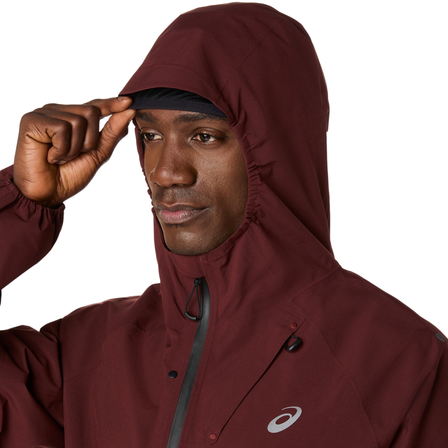 Мужская куртка ASICS Metarun Waterproof, цвет: Тёмный красный — фото 8