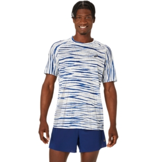 METARUN SHIBORI SHORT SLEEVE TOP | Birch/Blue Expanse | T-Shirts & Tops |  ASICS