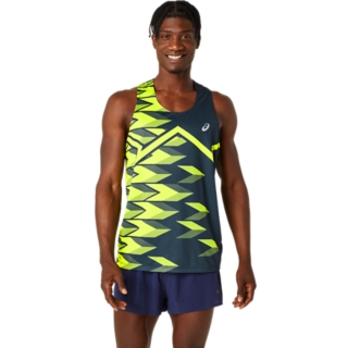 LIGHT GRAPHIC SINGLET | Men | French Blue/Safety Yellow | Men's Tank ...