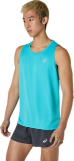 Image 3 of 5 of Men's ENERGY AQUA ASICS SILVER SINGLET Men Tops