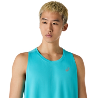 Image 4 of 5 of Men's ENERGY AQUA ASICS SILVER SINGLET Men Tops