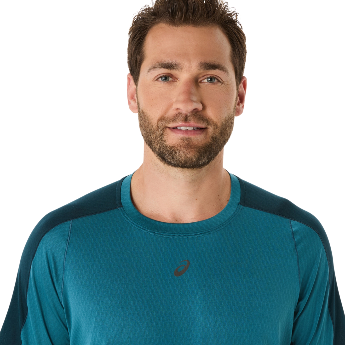 Мужской топ ASICS Fujitrail Elite Short Sleeve Top, цвет: Синий / Зелёный — фото 3