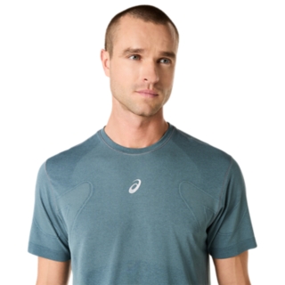 Image 4 of 7 of Men's FOGGY TEAL ROAD SEAMLESS SS TOP Men's Short Sleeve Shirts