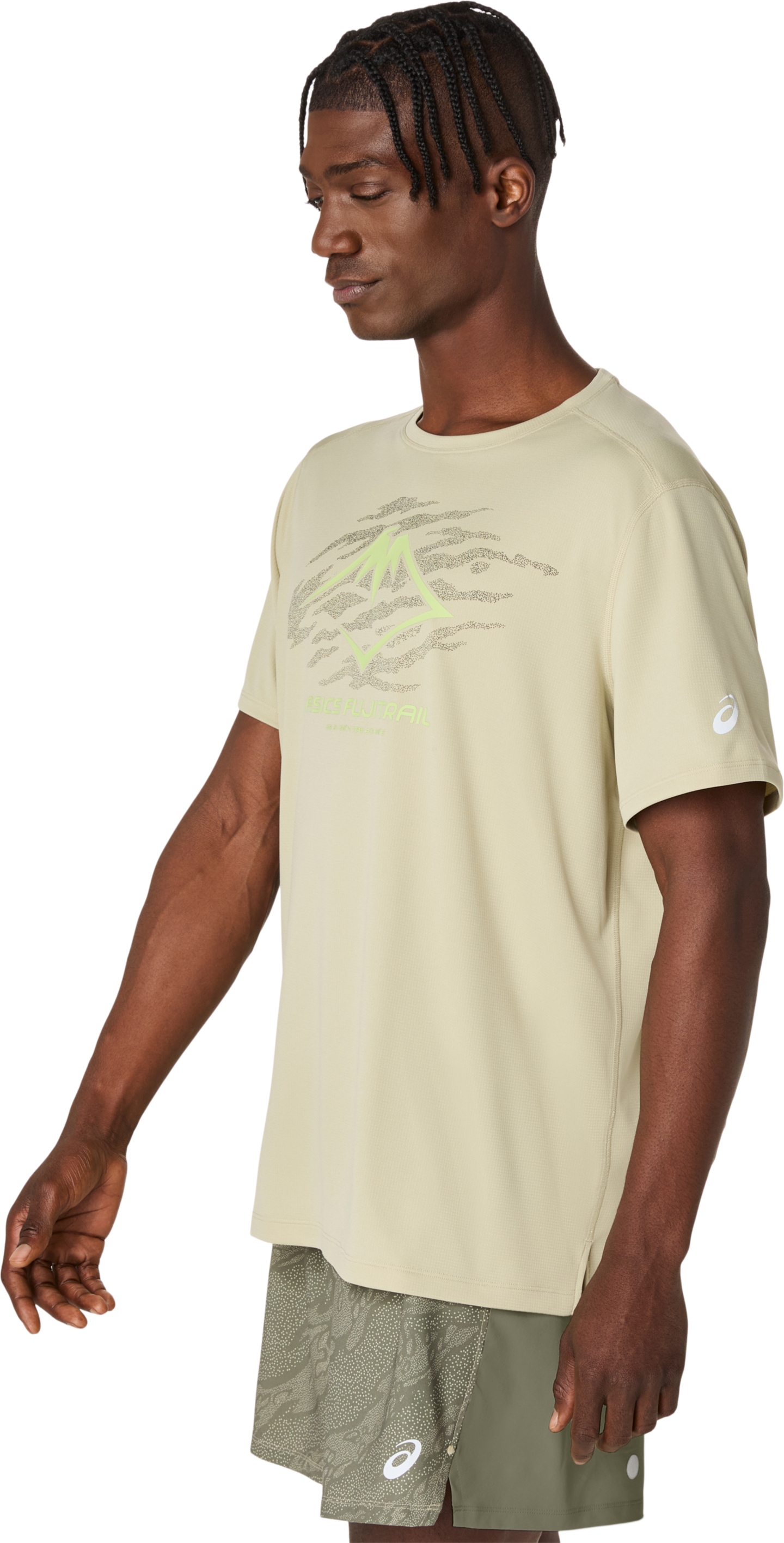 Мужской топ ASICS Fujitrail Logo Short Sleeve Top, цвет: Хаки — фото 3