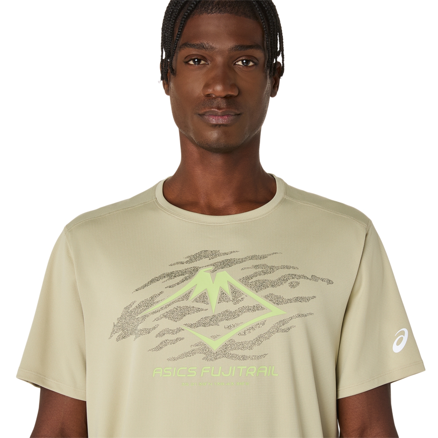 Мужской топ ASICS Fujitrail Logo Short Sleeve Top, цвет: Хаки — фото 4