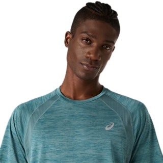 Image 4 of 7 of Men's FOGGY TEAL ROAD SS TOP Men's Short Sleeve Shirts