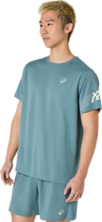 Image 3 of 6 of Men's FOGGY TEAL ICON SS TOP Men's Short Sleeve Shirts