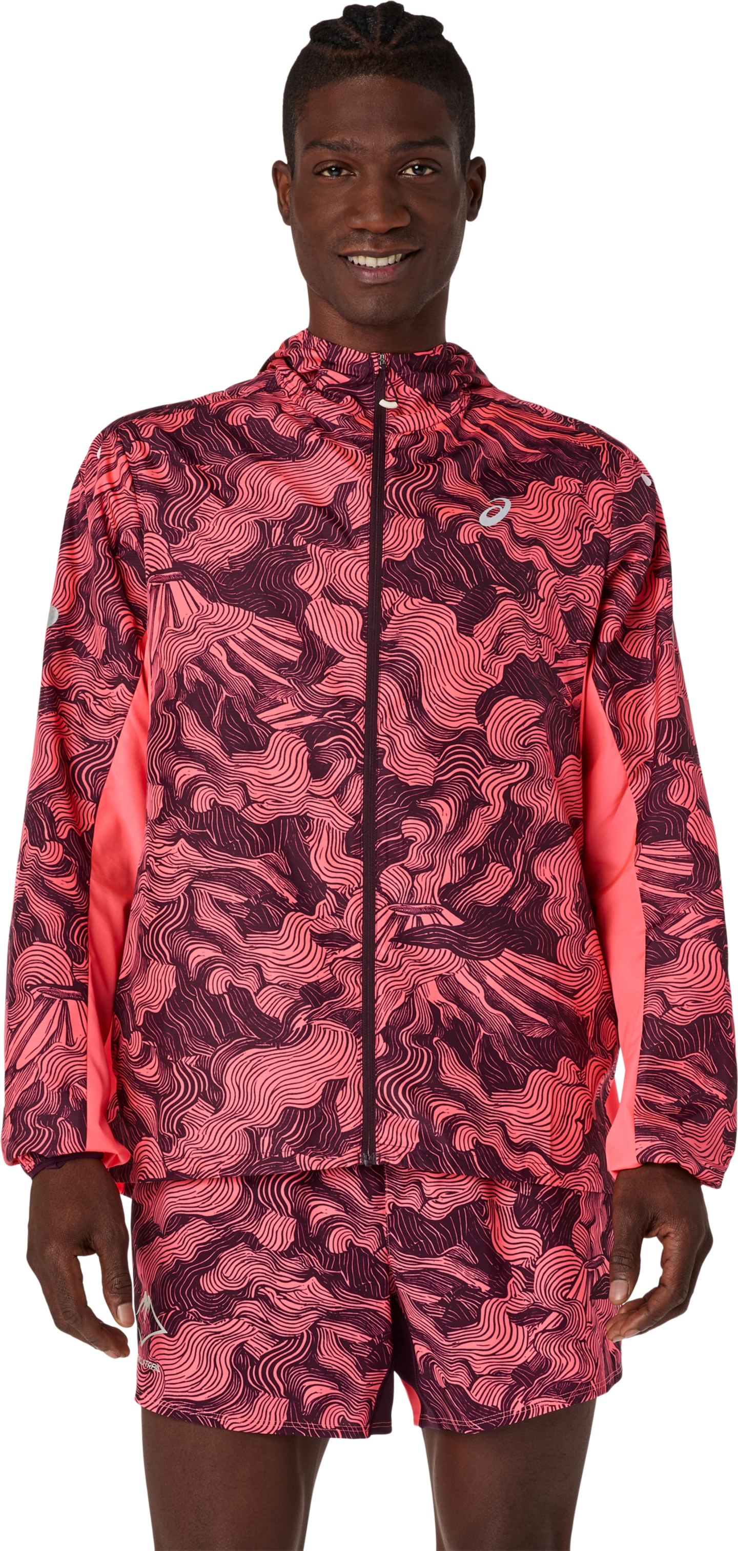 Мужская куртка ASICS Fujitrail Packable, цвет: Коралловый / Баклажановый — фото 1