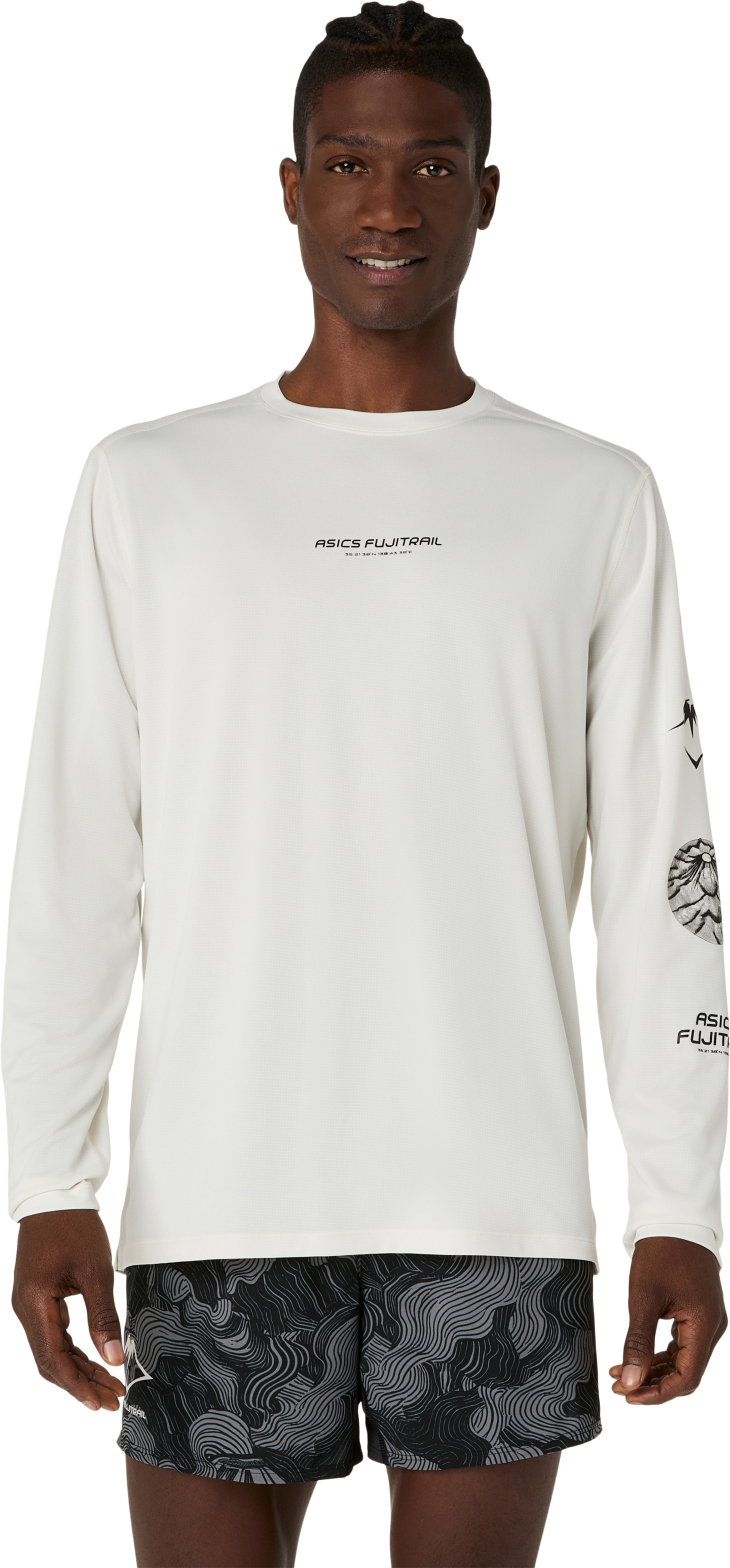 Мужской топ ASICS Fujitrail Logo Long Sleeve Top, цвет: Кремовый — фото 1