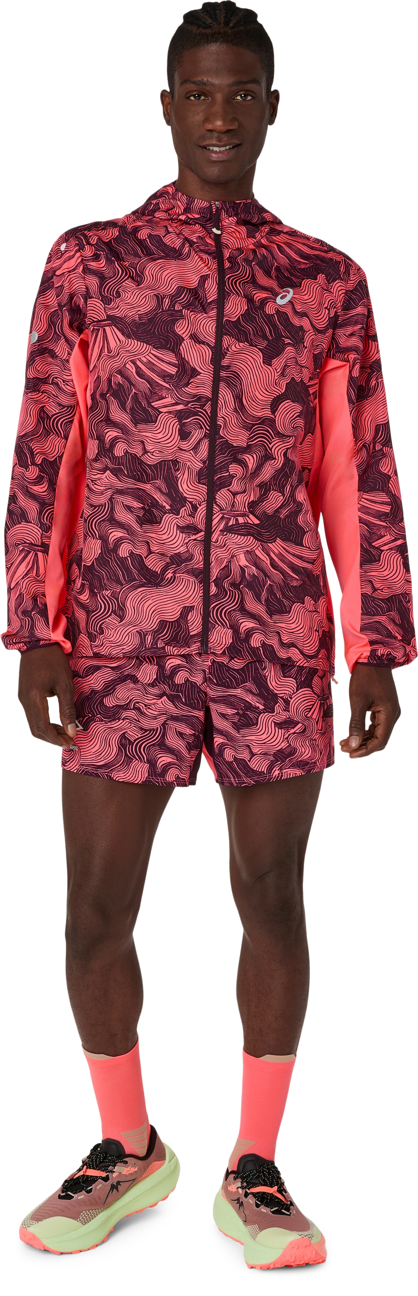 Мужские шорты ASICS Fujitrail All Over Print 5IN Short, цвет: Коралловый / Баклажановый — фото 6