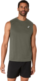 Alternative image view of MESH SLEEVELESS TOP,  MANTLE GREEN