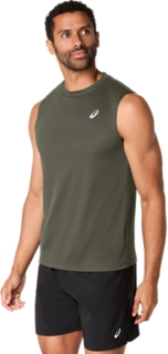 Image 3 of 6 of Men's MANTLE GREEN MESH SLEEVELESS TOP Men's Tank Tops