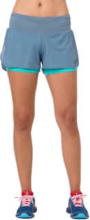Women's COOL 2-IN-1 SHORT | STEEL BLUE/SEA GLASS | Shorts | ASICS Outlet