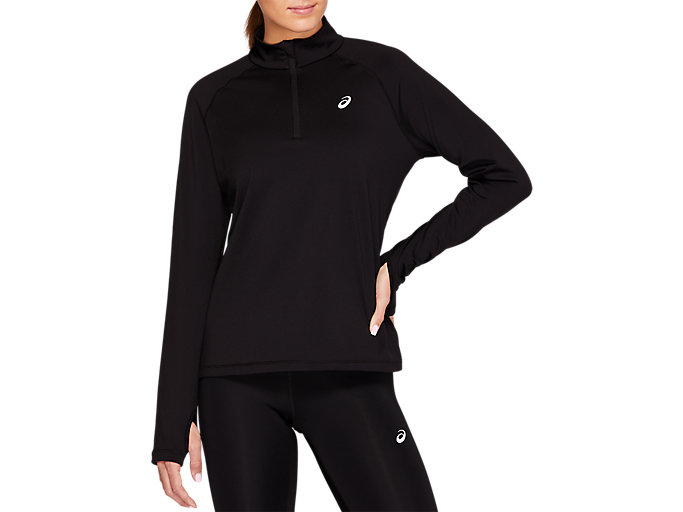 Image 1 of 7 of Mulher Performance Black WINTER 1/2 ZIP TOP Women's Sports Long Sleeve Shirts