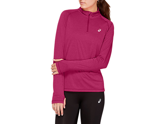 Image 1 of 6 of Women's Bright Rose LS 1/2 ZIP TOP Women's Sports Long Sleeve Shirts