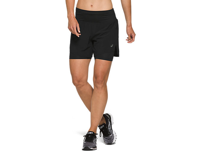 Image 1 of 7 of Mulher Performance Black ROAD 2-N-1 5.5IN SHORT Women's Sports Shorts