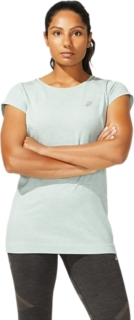 WOMEN'S RACE SEAMLESS SHORT SLEEVE TOP, Slate Grey, T-Shirts & Tops