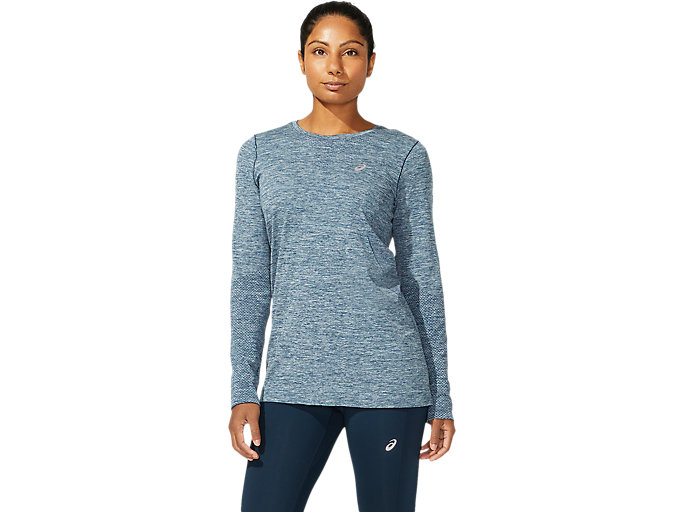 Image 1 of 6 of Women's French Blue RACE SEAMLESS LS Women's Long Sleeve Shirts