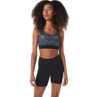 Blue Camo Mesh Sports Bra Black