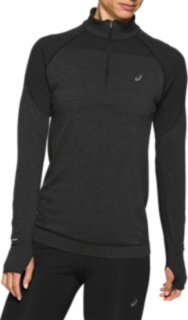 Women's RACE SEAMLESS 1/2 ZIP, Performance Black, Long Sleeved Tops