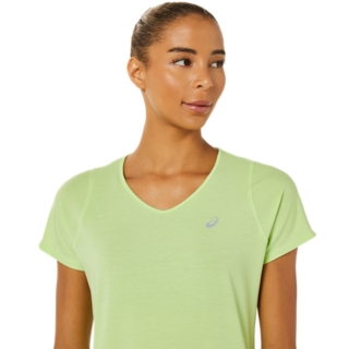 WOMEN'S V-NECK SHORT SLEEVE TOP, Lime Green, T-Shirts & Tops