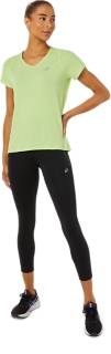 WOMEN'S V-NECK SHORT SLEEVE TOP | Lime Green | T-Shirts & Tops | ASICS