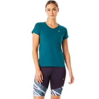 Kudde spiritueel vertegenwoordiger WOMEN'S V-NECK SHORT SLEEVE TOP | Velvet Pine | T-Shirts & Tops | ASICS