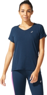 WOMEN'S V-NECK SHORT SLEEVE TOP | French Blue | T-Shirts & Tops